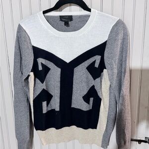 J. Crew Black, Gray, and White Graphic Sweater